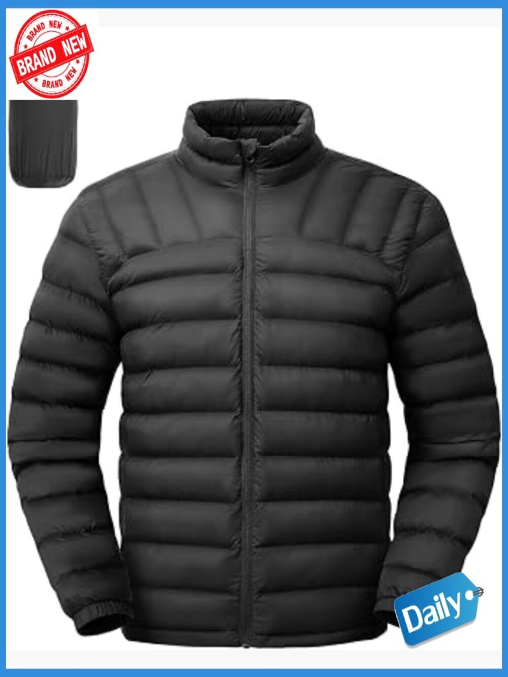 Men's Packable Puffer Jacket Lightweight Water Resistant Insulated Winter Coat